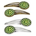 Carolines Treasures Letter C Football Green and Yellow Barrettes Hair Clips, Set of 4, 4PK CJ1075-CHCS4